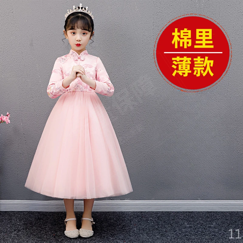2025秋冬新款女童公主裙汉服连衣裙唐装加绒冬装礼服女孩裙子冬季