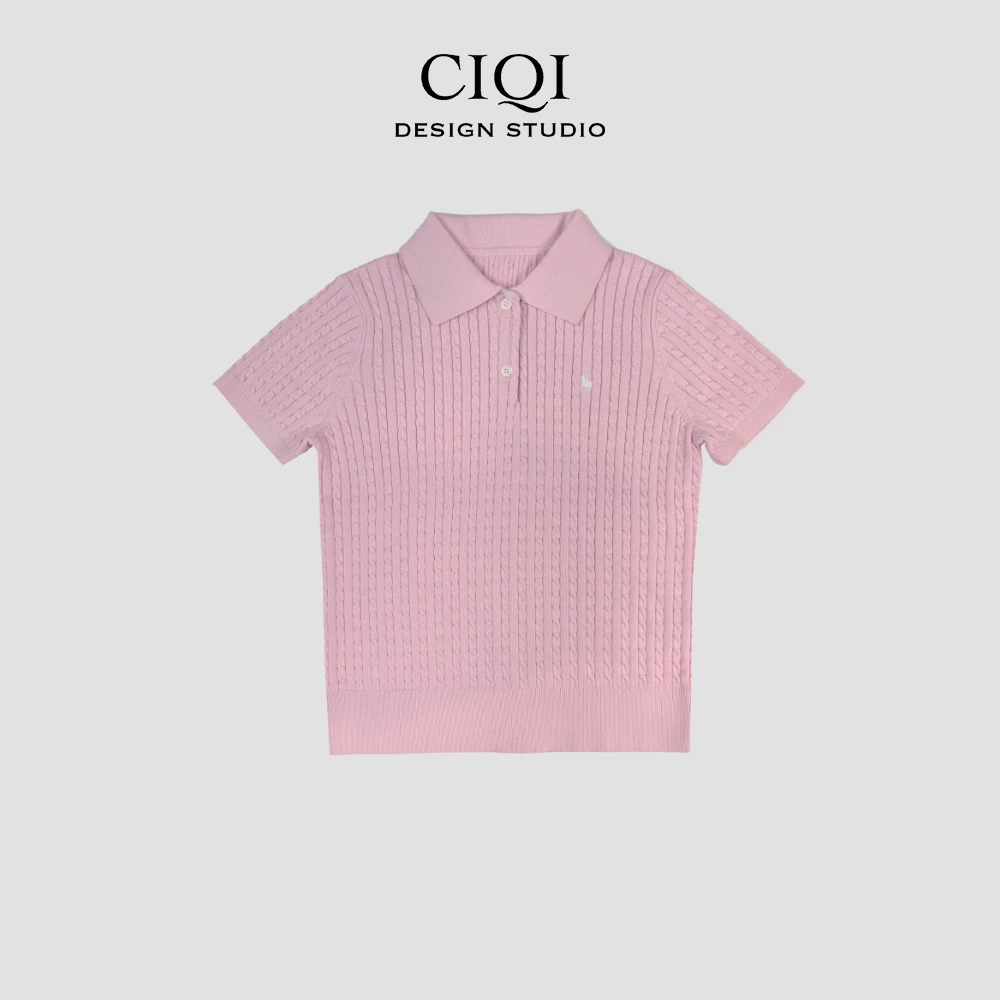 CIQI STUDIO 小麻花针织短袖