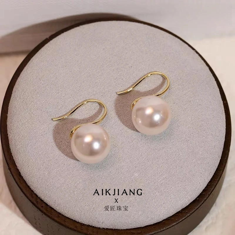 AIKJIANG/爱匠【白总】白雪系列 淡水珍珠耳钩 11-12mm s925银