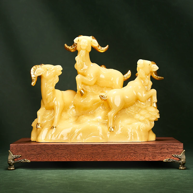 三羊开泰羊摆件办公室酒柜生肖羊玄关客厅装饰工艺品乔迁新居礼物