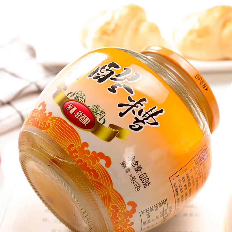 窝窝红糖醪糟四川特产糯米发酵小吃酒酿鸡蛋小汤圆米酒汁610g瓶装