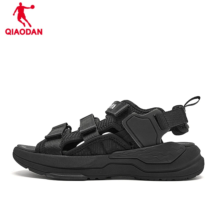 乔丹凉鞋男2024夏季新款透气舒适休闲魔术贴黑色沙滩鞋KM33241002