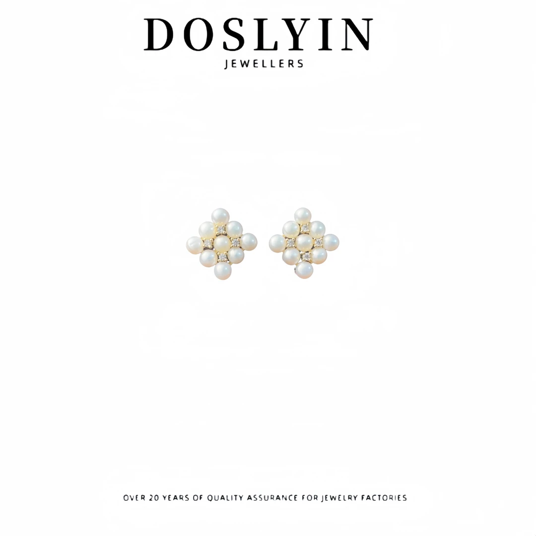 【Z209】设计款珍珠银针耳钉气质百搭高级感菱形耳环甜美