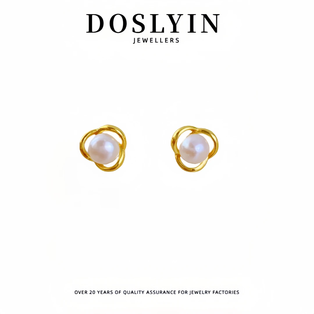 珍珠【Z19】淡水核气质花朵手工个性银针耳钉复古港风轻奢耳环