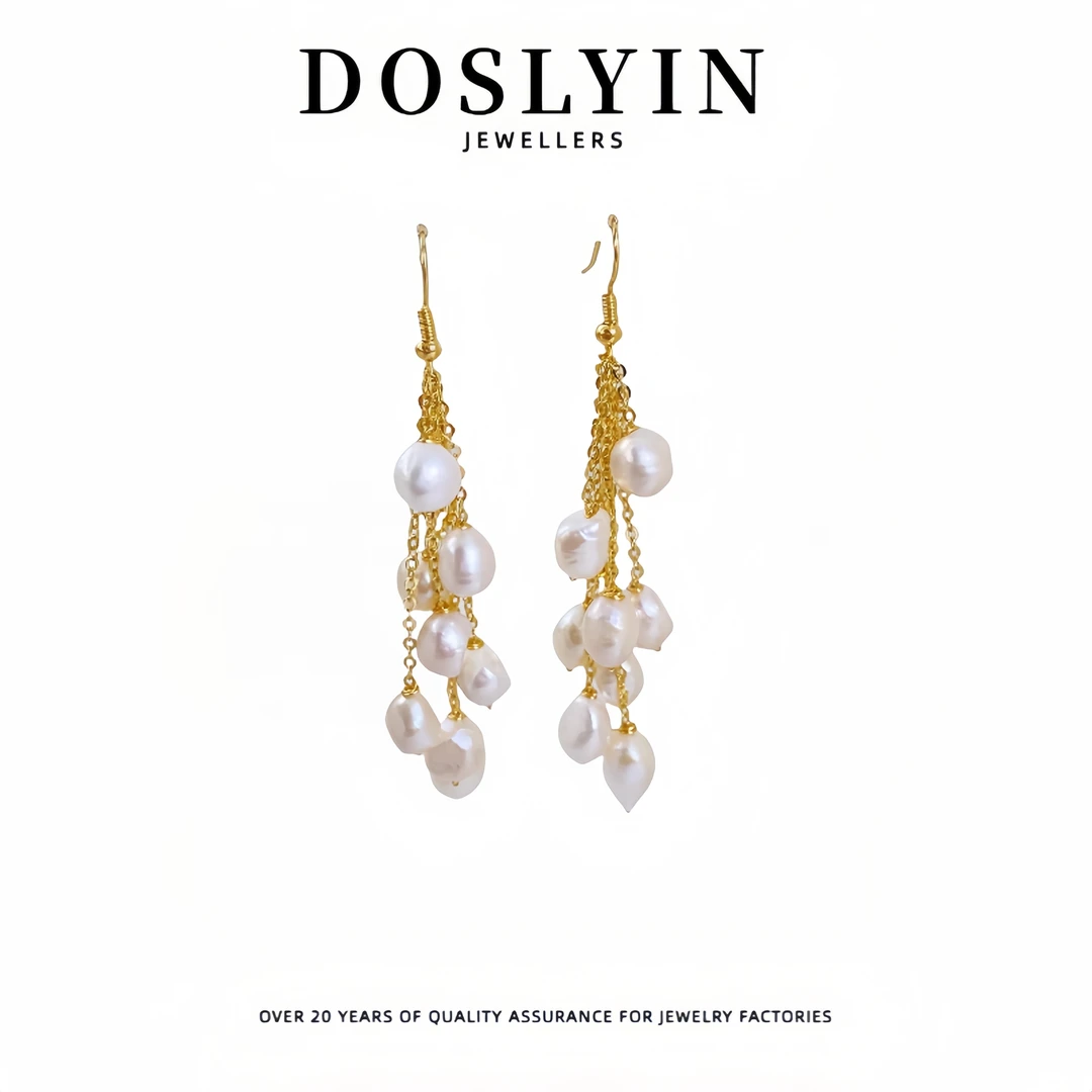 珍珠【Z71】淡水核多珠手工款银针耳钩款时尚精致