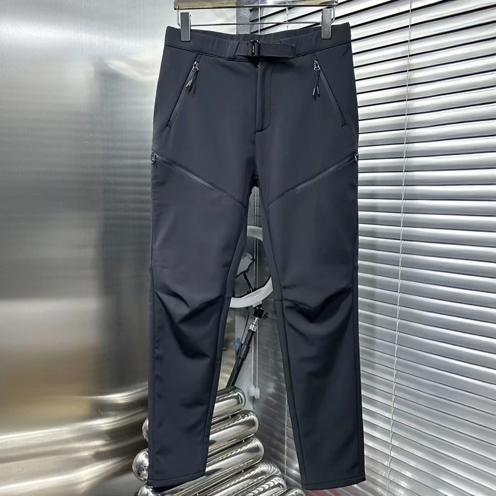 2025春秋季新款休闲裤男户外机能多口袋直筒裤修身软壳防水冲锋裤