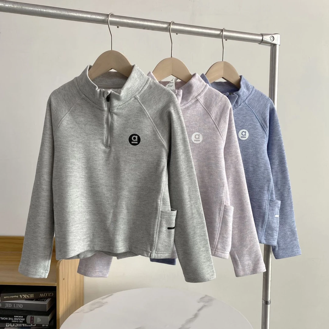 0914-N1373【075半拉链字母A】秋季新款儿童日常百搭糯糯衣上衣