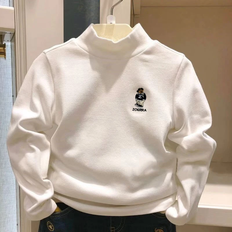 tx939 韩版儿童小熊半高领打底衫加厚款
