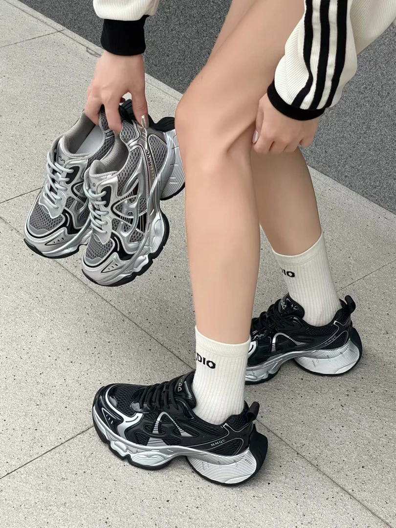 必登高新款老爹鞋厚底轻质减震舒适运动休闲鞋