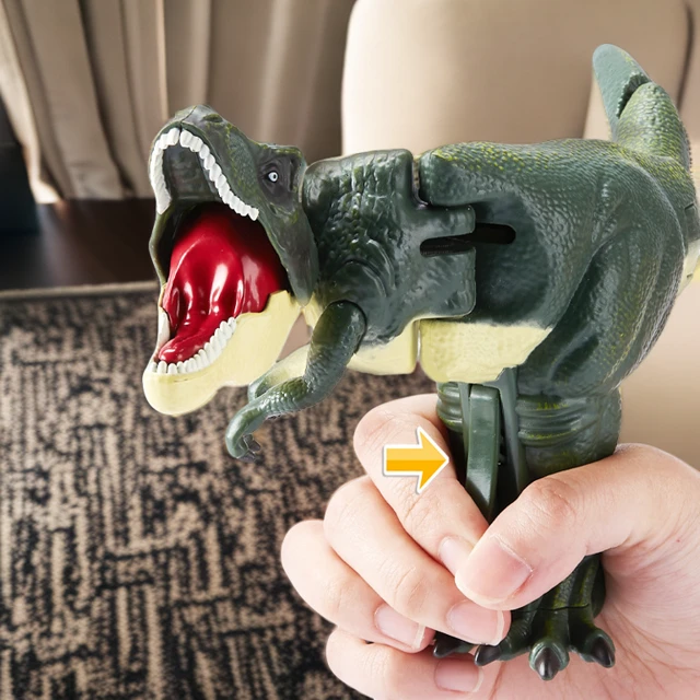 按压恐龙手枪恶龙咆哮解压玩具咬人仿真会摇头摆尾霸王龙逼真发声