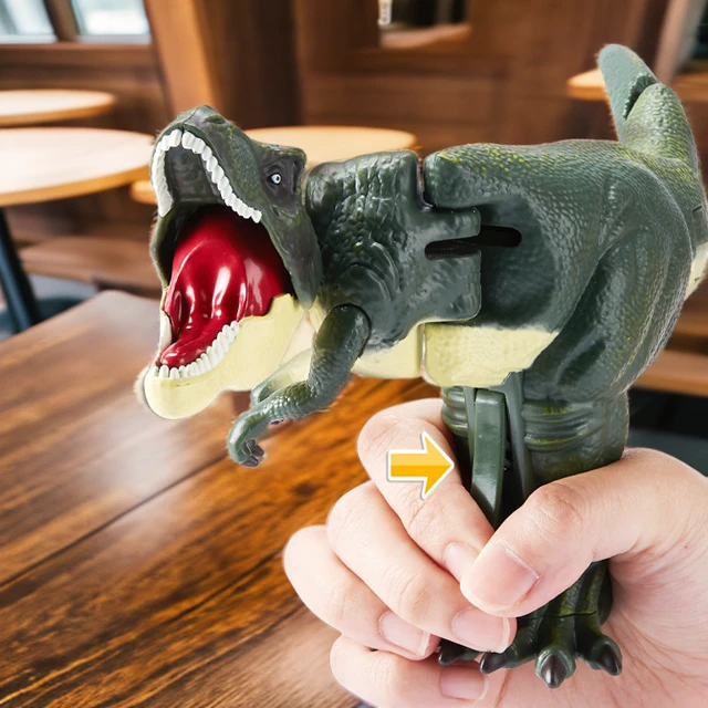 儿童按压恐龙会摇头摇摆甩头活动霸王龙恶龙咆哮小手枪伸缩玩具枪