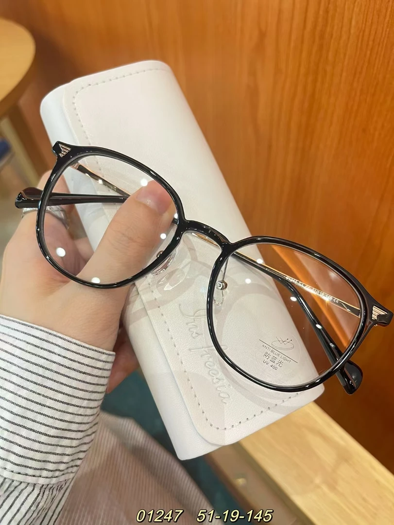 高品质冷茶色可配度数素颜大脸显小网红热卖眼镜文艺女框01247