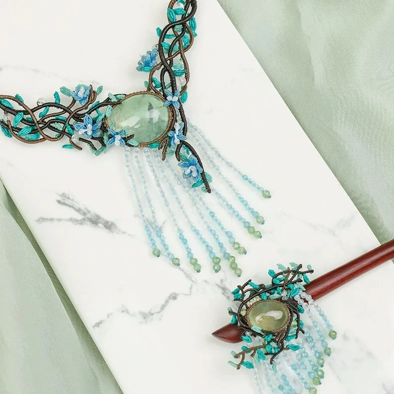 栖石原创中级编绳教程柳沐春风首饰项链发簪国风编绳饰品