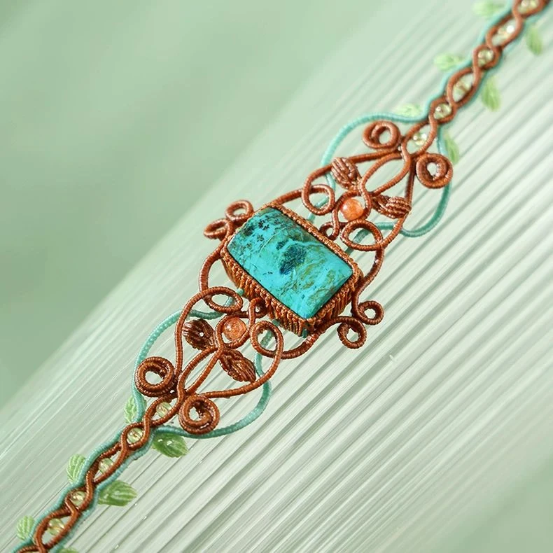 栖石原创中级编绳教程植物绿蔓如绿冬日暖绿自然首饰手工编绳饰品