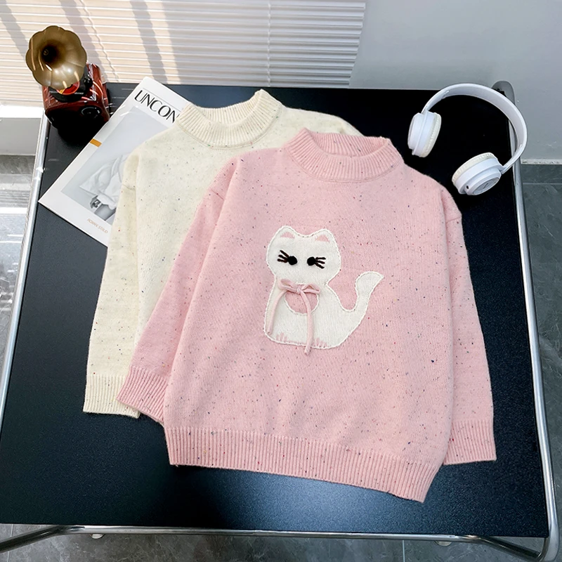 秋季新款女童毛衣洋气时尚儿童秋装针织上衣毛线衣zb3757简约童品