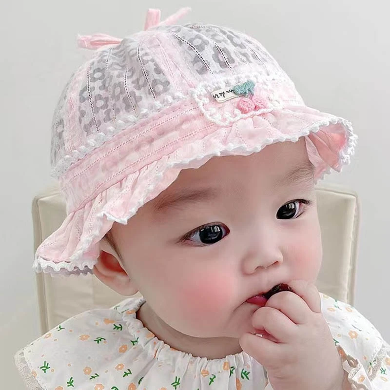 婴儿帽子春夏薄款女宝宝遮阳帽防晒帽公主帽夏季可爱太阳帽渔夫帽