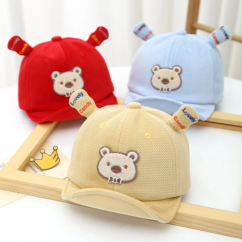 婴儿帽子2024秋冬婴幼儿棒球帽男孩百天红色帽子小月龄鸭舌帽秋季