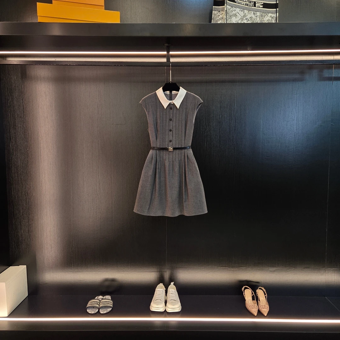 夏季法式轻奢 高级 微礼服 超显瘦连衣裙女·D0731（赠腰带）