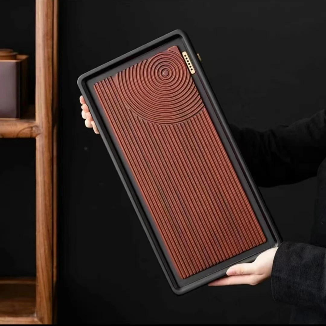 轻奢 莲池 檀竹家用简约排水茶台实木干泡盘40cm*20cm*3.5cm重竹