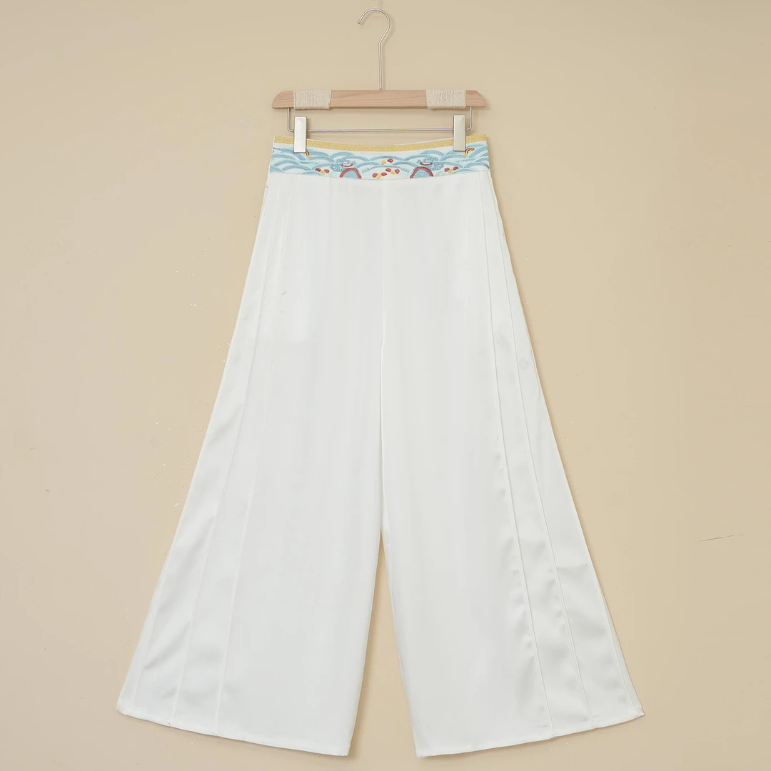 [桃蓝]锦绫绸庄新中式国风百搭休闲民族风时尚阔腿裤ZZHZ023