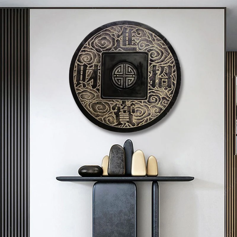 中式入户玄关古钱币挂件招财进宝大号家用客厅办公室装饰铜钱挂画