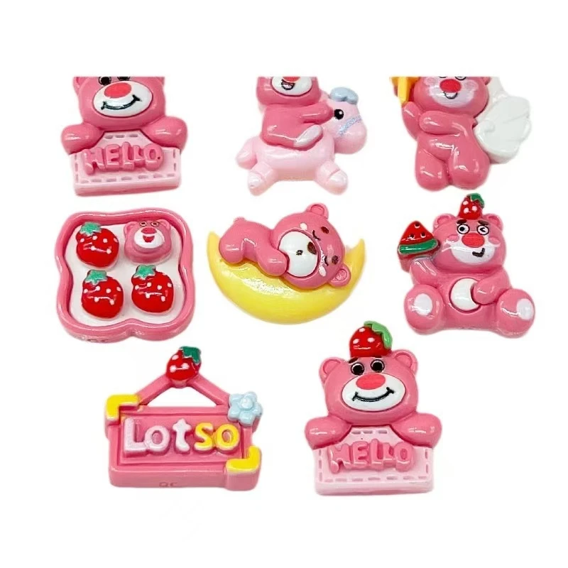 (许愿+对对碰）卡通亮面草莓熊diy树脂贴片