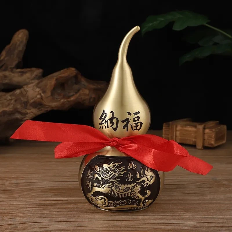 黄铜葫芦摆件招财纳福家居客厅纯铜工艺品铜器纯铜貔貅麒麟葫芦