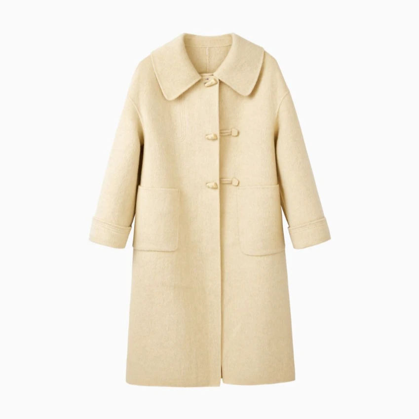 Basic House/百家好秋冬休闲女士经典羊毛大衣时尚气质双面呢百搭