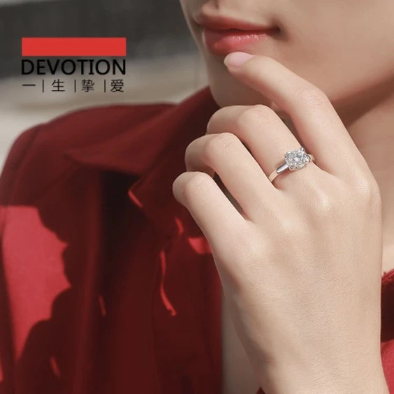 非金属莫桑石戒指 戒指银S925镀白金牛头戒子莫桑石男女活口指环