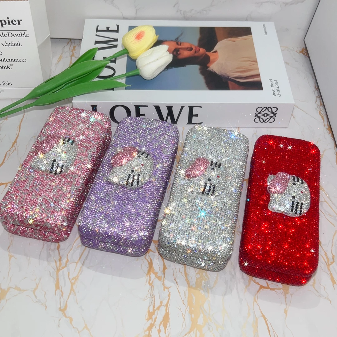 网红轻奢镶钻眼镜盒时尚韩国学生女抗压简约个性近视眼睛盒复古镜