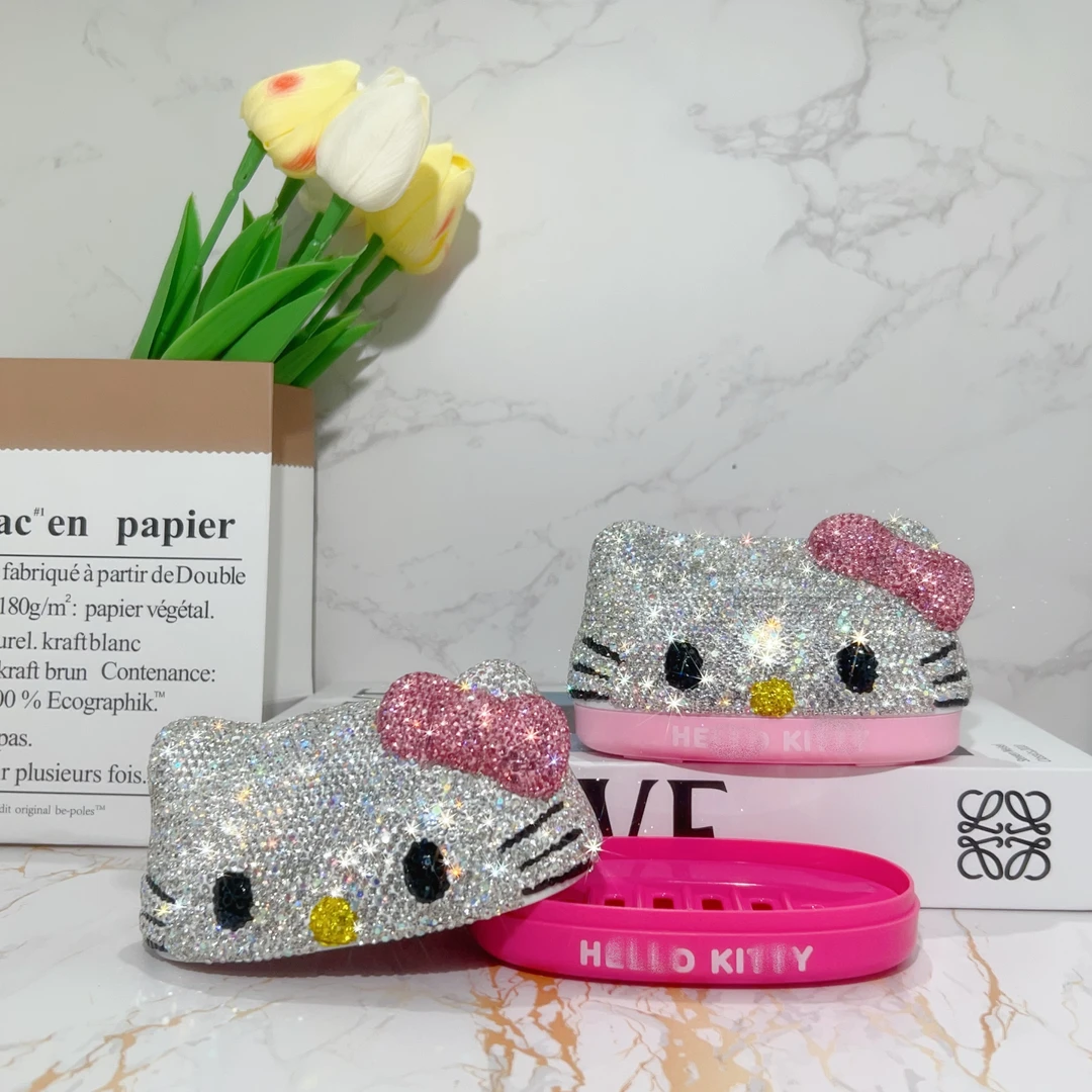 镶钻香皂盒卡通肥皂盒 立体Kitty猫肥皂盒带盖卫浴产品卫生间家用