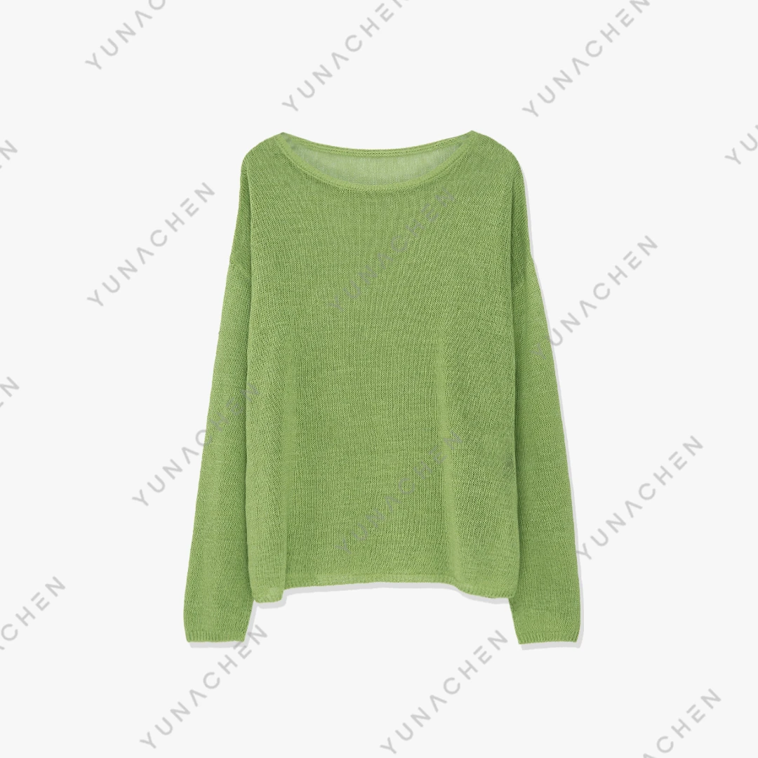 Yuna【花锦瑟和纸】C14夏季新款爆款镂空套头长袖针织衫女86-6289