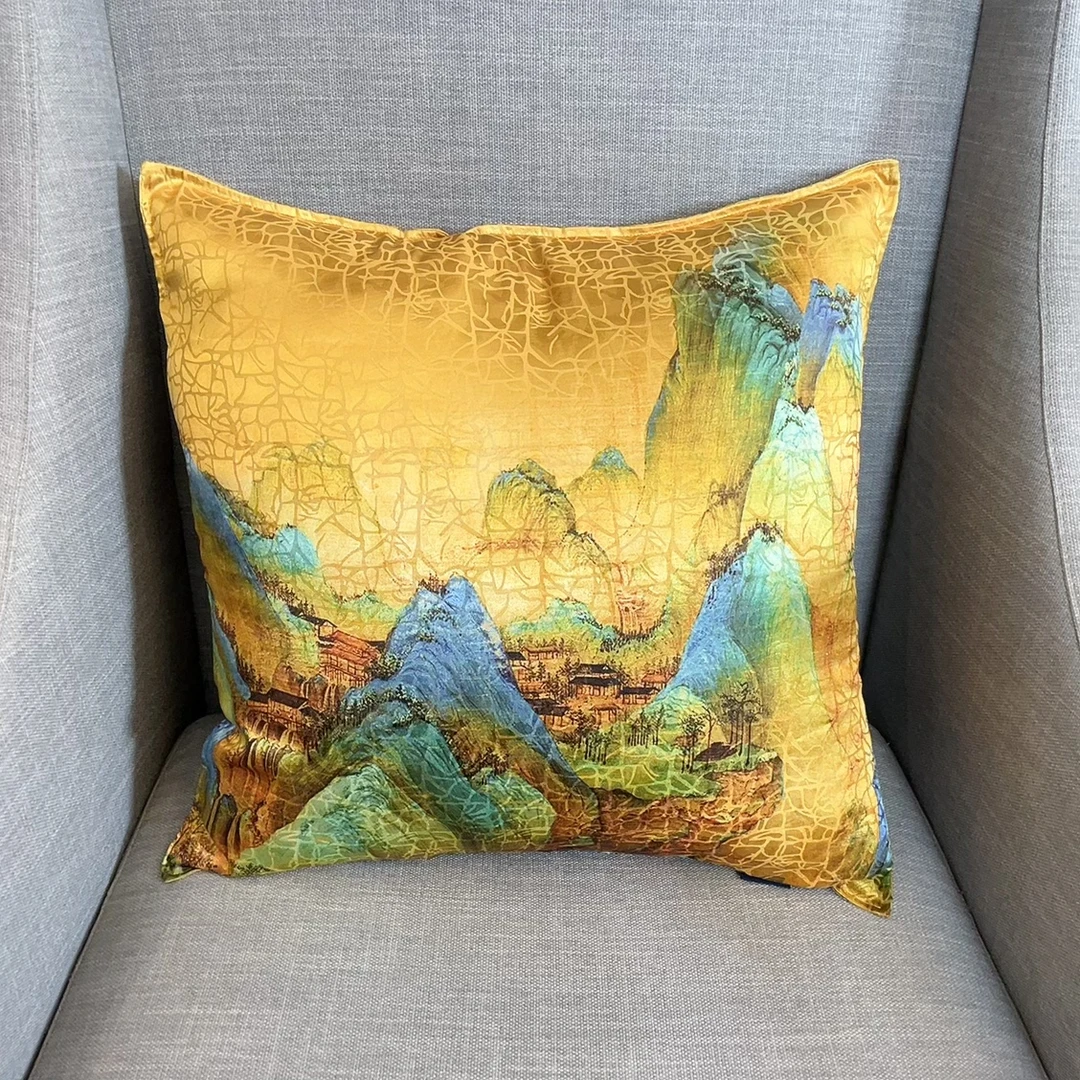 千里江山-丝滑舒适龟裂纹双面同色抱枕套加大抱枕套55*55cm