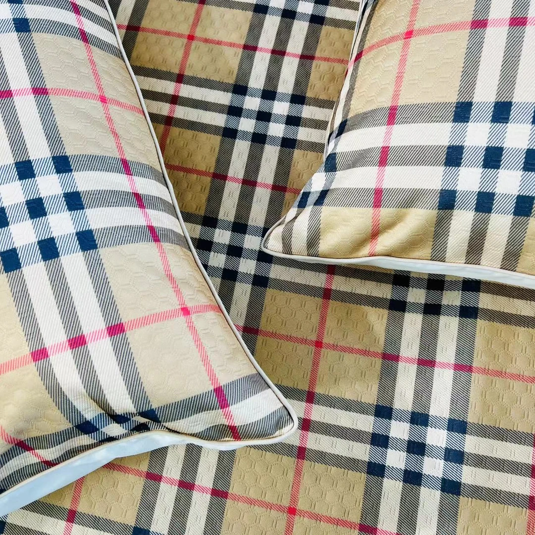 格子轻奢家用凉感枕套一对