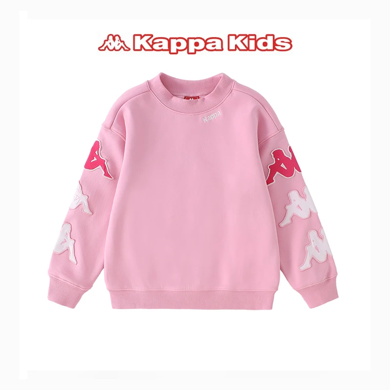 Kappa女童卫衣秋冬中大童休闲印花运动加绒保暖长袖KKX22DWYF0007