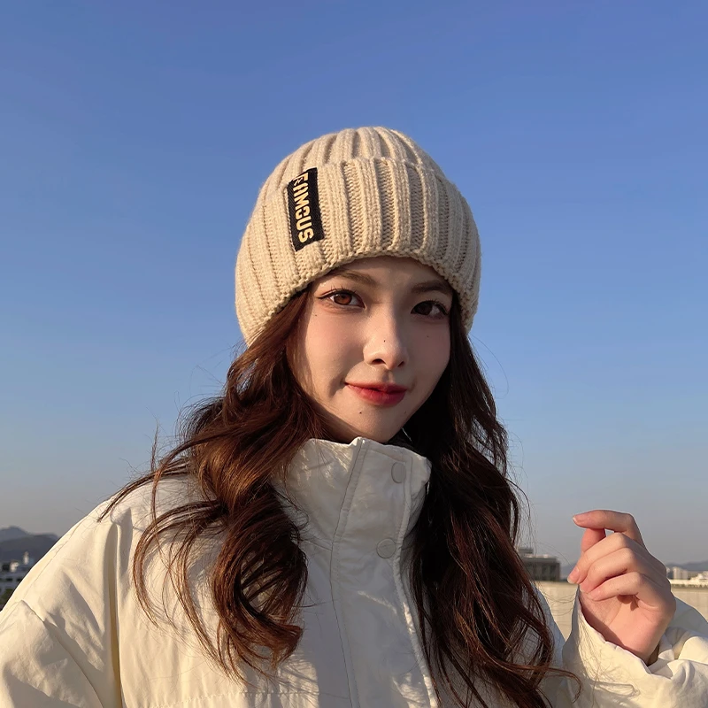 帽子女秋冬季韩版百搭时尚毛线帽冬天保暖护耳包头粗线针织帽潮男