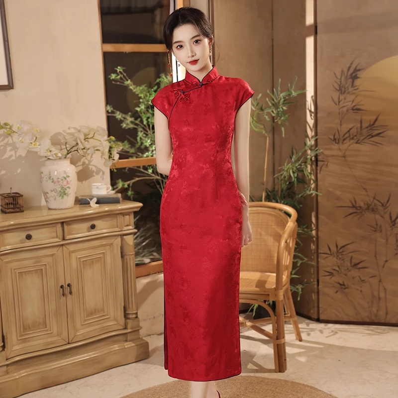 敬酒服新娘晨袍女2025新款旗袍真丝高端桑蚕丝回门服订婚礼服红色