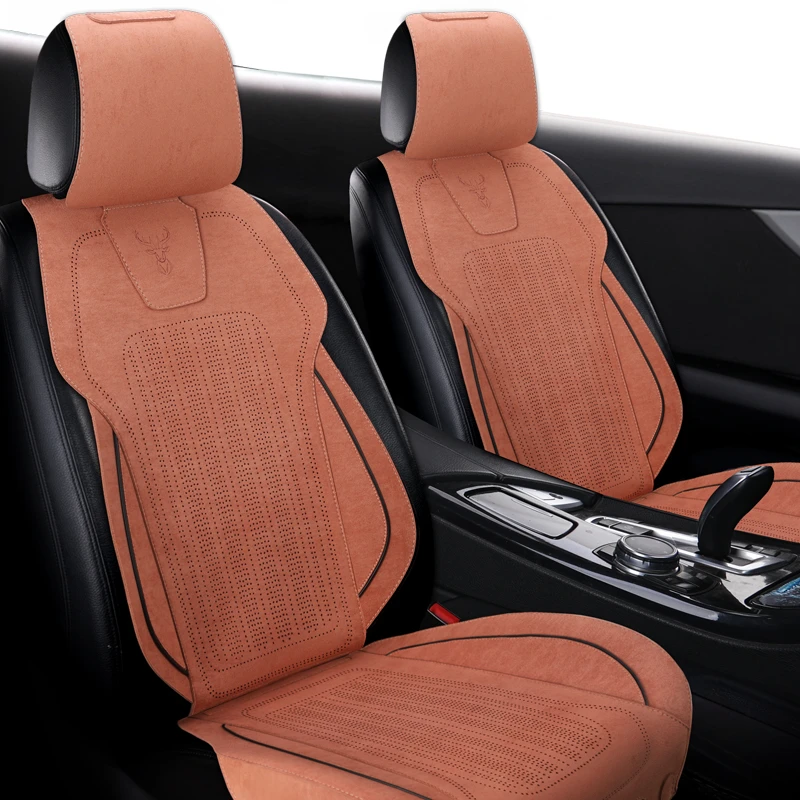 2024汽车坐垫新款四季通用座垫翻毛皮双层加厚马鞍透气通风打孔