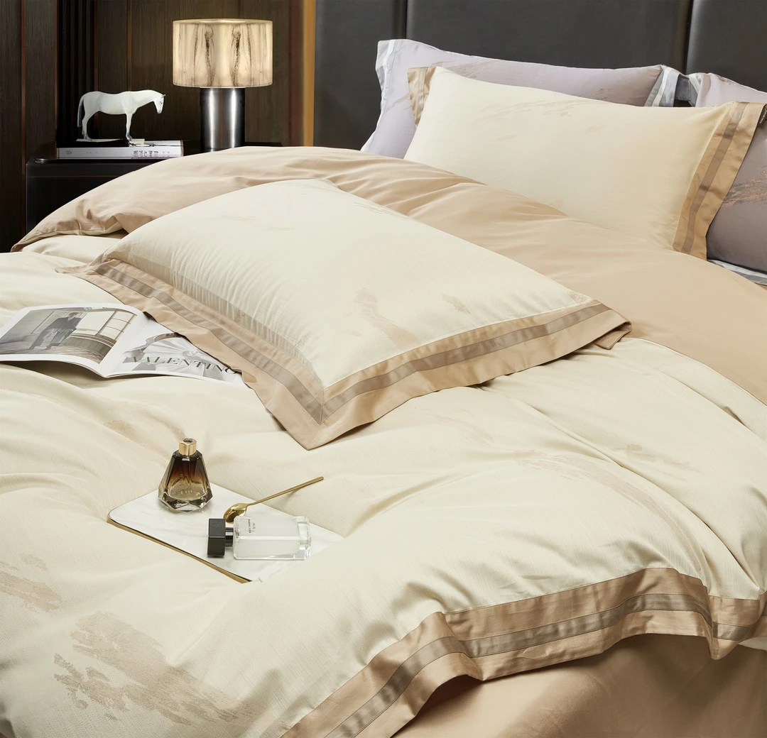 【源头好家居-琉光】高支高密全棉纯棉色织提花高档轻奢四件套欧式