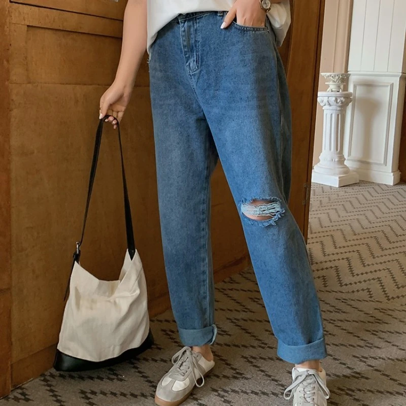 【霏霏专属】破洞牛仔烟管裤-ST1175