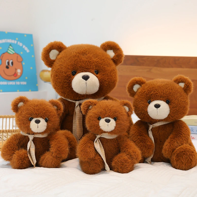 棕色丝带小熊玩偶毛绒玩具领结泰迪熊公仔抓机娃娃抱枕捏捏女