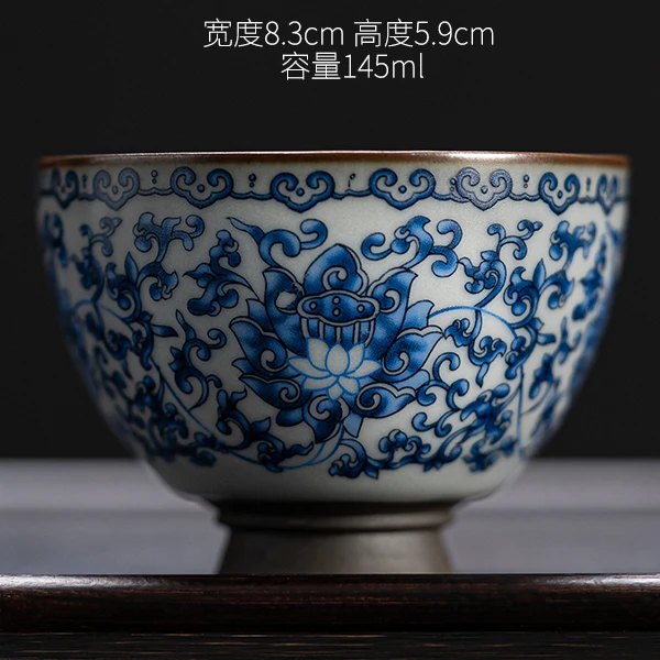 茶杯单杯男杯缠枝莲风铃杯个人家用品茗杯子单个压手杯陶瓷茶具