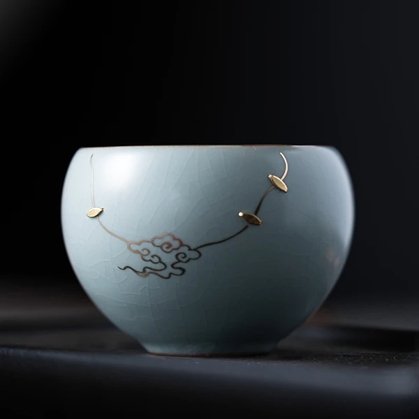 茶杯男女主人杯官窑陶瓷锔钉品茗杯子单个家用泡茶神器德化茶具