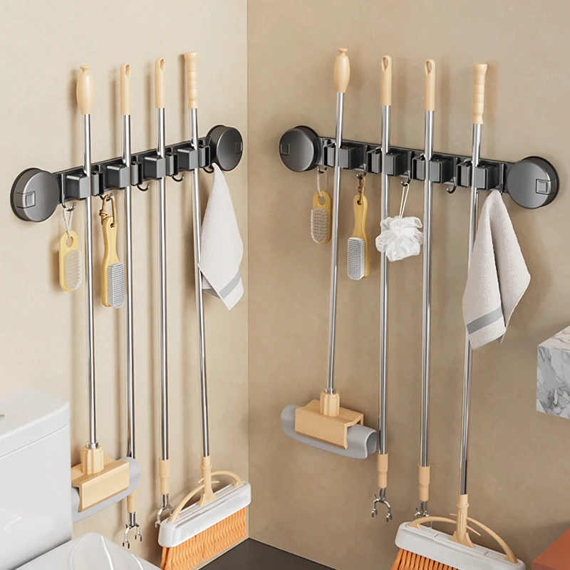 吸盘拖把壁挂夹扫把拖布免打孔挂钩固定神器卫生间浴室门后置物架