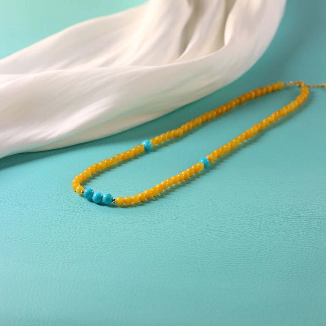 S925银天然圆珠满圈蜜蜡108圆珠蜜蜡卡5mm