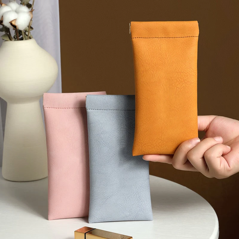 3个装眼镜袋墨镜太阳镜男女收纳套弹片口自动闭合眼镜收纳包