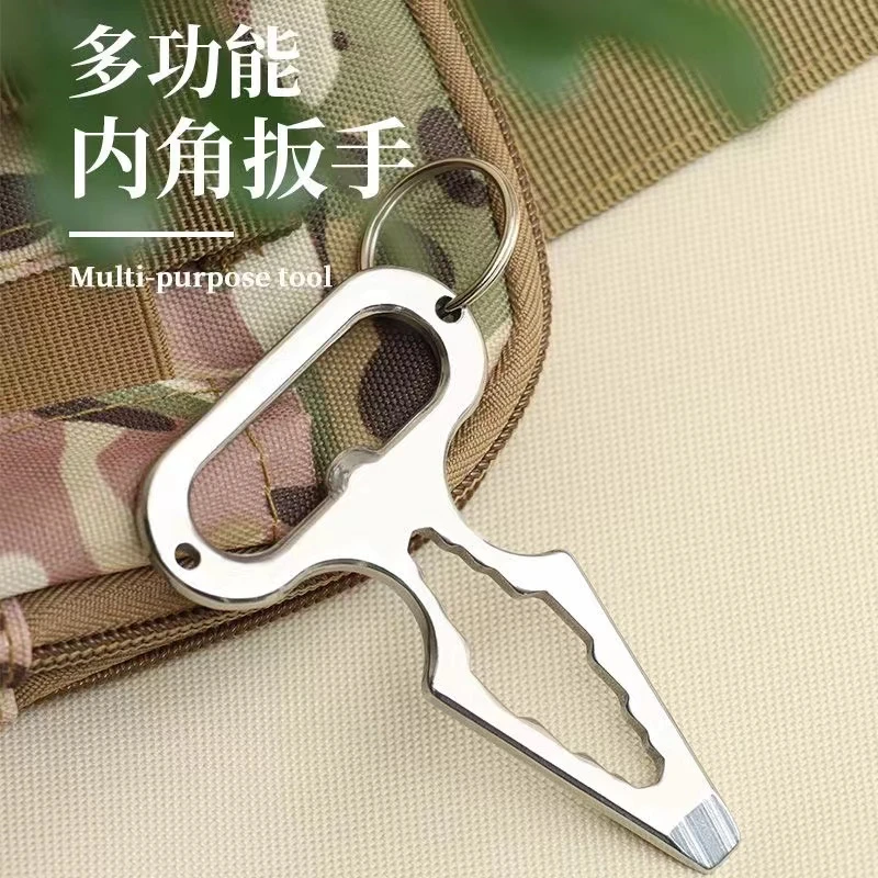 户外野营用品 EDC不锈钢防身防卫尖刺 多功能工具开瓶器扳手便携