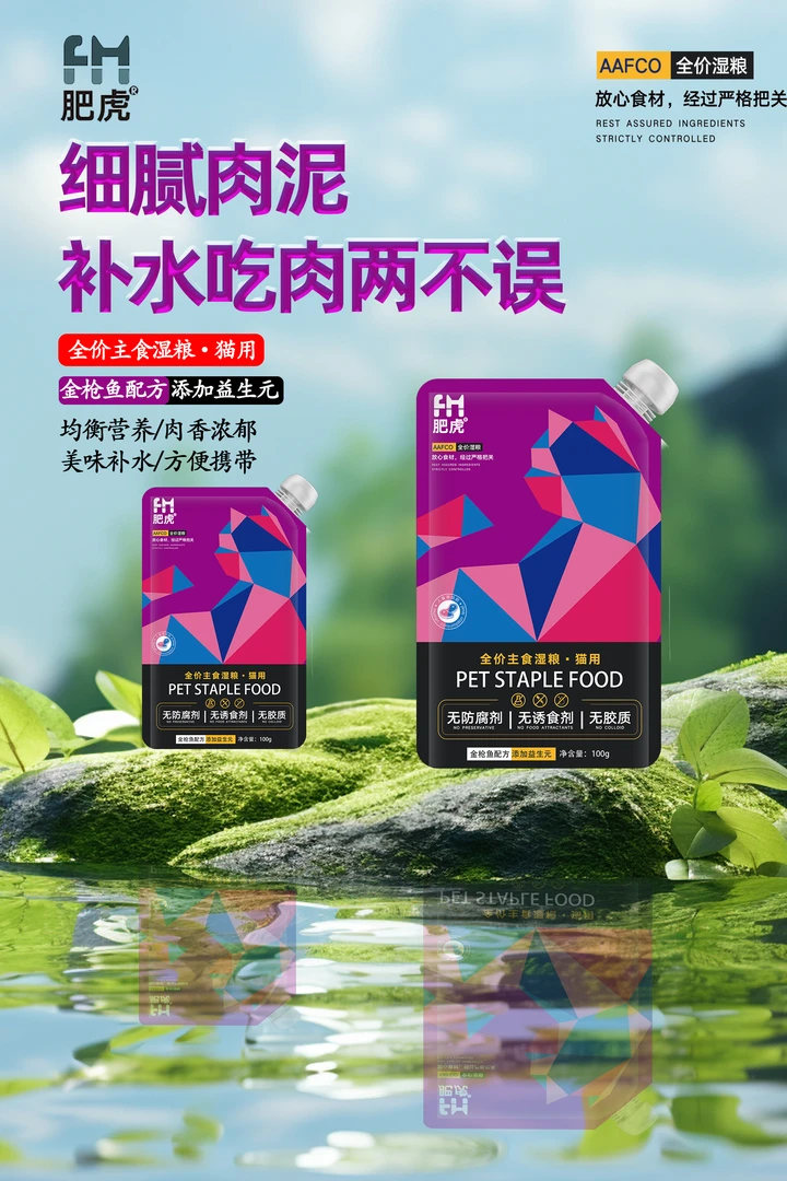 肥虎全价主食湿粮包补水三文鱼鸡肉营养主食肉酱包增肥发腮100g