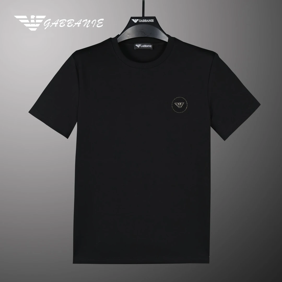 GABBANIE夏季男士T恤小标短袖纯色半袖弹力短袖欧货潮流圆领