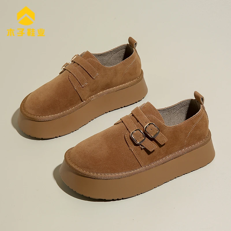 复古厚底勃肯鞋女秋冬外穿2024新款百搭网红松糕鞋一脚蹬增高单鞋